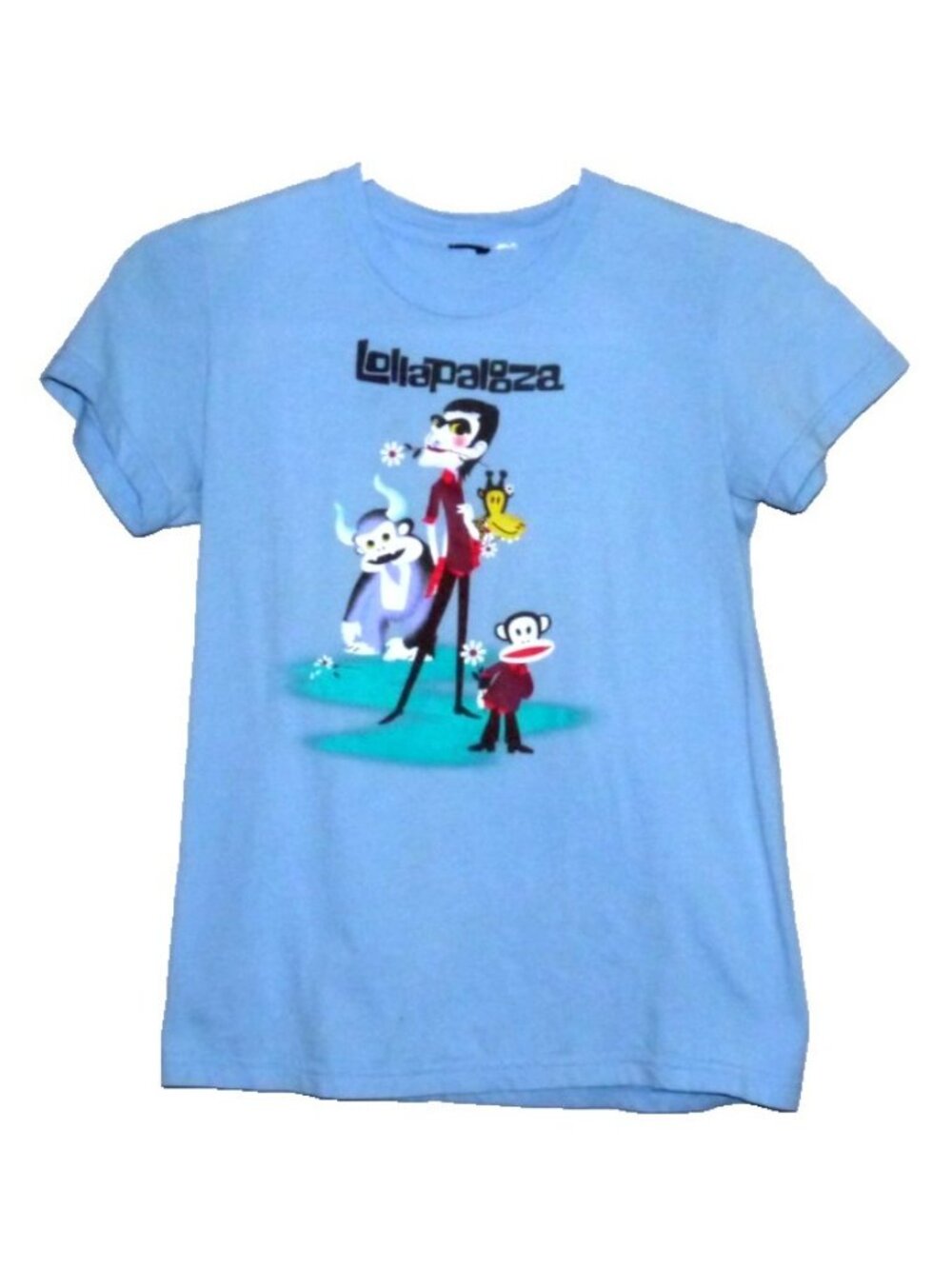 Vintage Kid's T Shirt light blue Lollapalooza with animals size S fits 30" chest